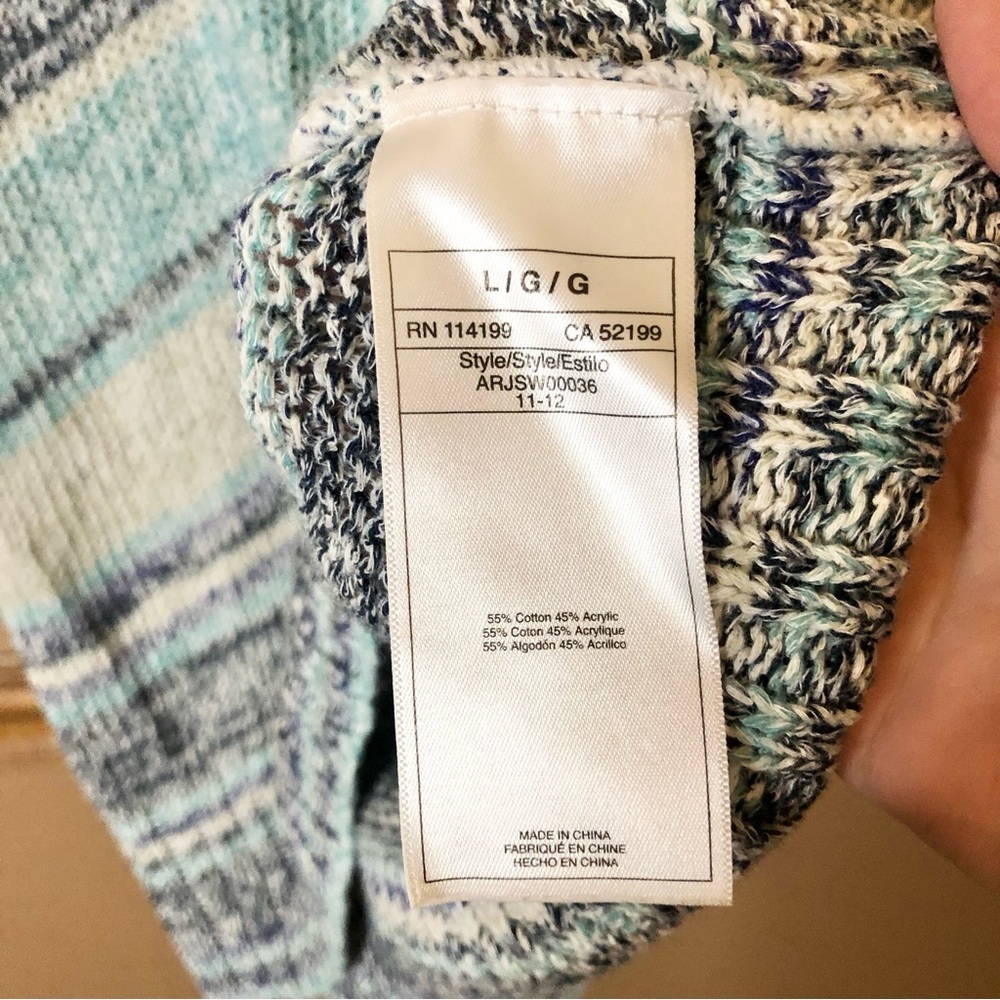 Roxy stripe 3/4‎ Sleeve Color block Sweater Cream Blue Size Large - Picture 5 of 5